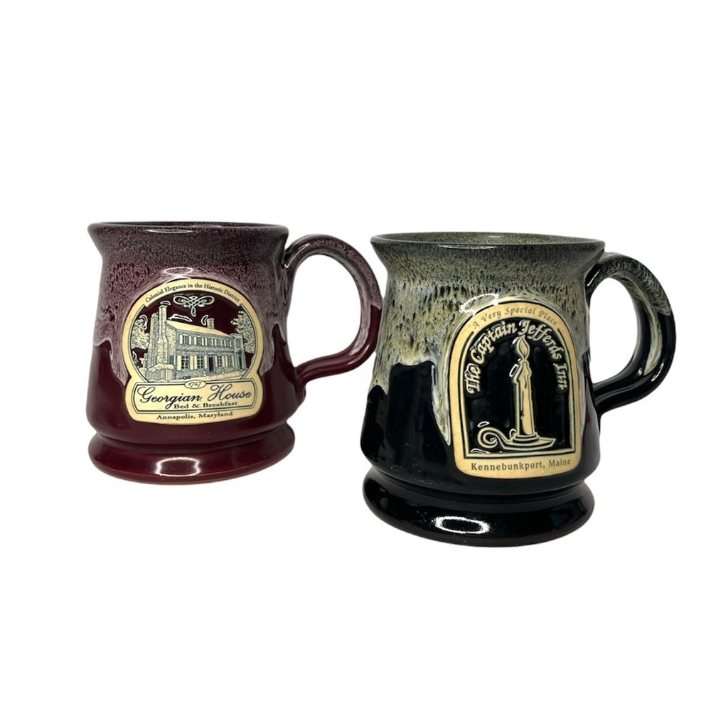 Deneen Pottery Set Hand Thrown Coffee Mugs Georgian House Captain Jefferds Inn‎